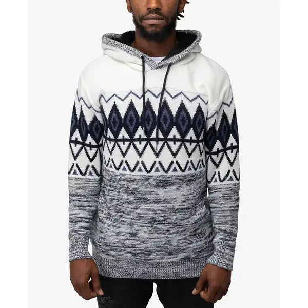 X-Ray Men's Color Blocked Pattern Hooded Sweater