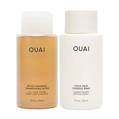 OUAI Detox Shampoo & Fine Hair Conditioner Bundle Clarifying Shampoo for Build Up, Dirt, Oil, Product and Hard Water & Volumizing Conditioner