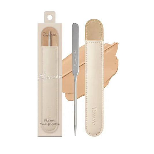 Piccasso Professional Makeup Spatula – Stainless Steel Foundation Tool with Leather Case