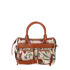 Time and Tru Versatile hand bag ,  Elegant Black & Beige Jacquard Beckett Satchel Handbag.