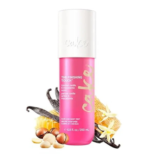 Cake Beauty Finishing Touch Hair and Body Mist, Toasted Vanilla & Macadamia Scent Fine Fragrance Mist Infused with Aloe and Argan Oil
