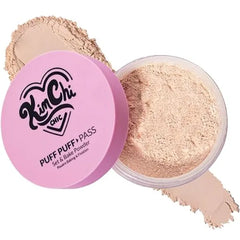 KimChiChic Beauty Puff Puff Pass Set and Bake Setting Powder for Makeup, Extra Fluffy Loose Face Powder Poof, Soft Natural Face Makeup for Uneven Skin Tone