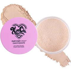 KimChiChic Beauty Puff Puff Pass Set and Bake Setting Powder for Makeup, Extra Fluffy Loose Face Powder Poof, Soft Natural Face Makeup for Uneven Skin Tone