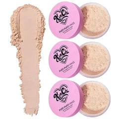 KimChiChic Beauty Puff Puff Pass Set and Bake Setting Powder for Makeup, Extra Fluffy Loose Face Powder Poof, Soft Natural Face Makeup for Uneven Skin Tone