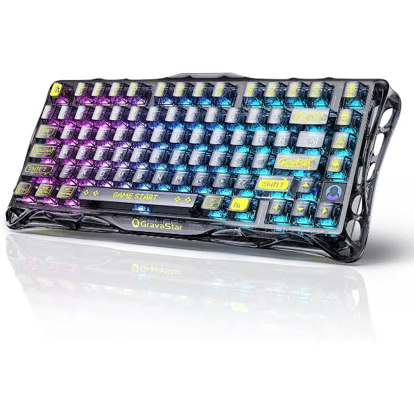 GravaStar Mercury K1 Lite 75% Gaming Keyboard, 2.4GHz/BT/Wired Tri-Mode Wireless Keyboard, Gasket Hot Swappable Mechanical Keyboard, Pre-lubed Linear Switches, RGB Backlit
