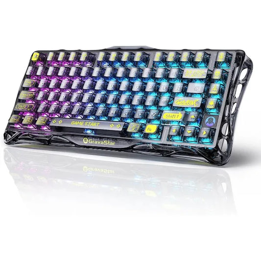 GravaStar Mercury K1 Lite 75% Gaming Keyboard, 2.4GHz/BT/Wired Tri-Mode Wireless Keyboard, Gasket Hot Swappable Mechanical Keyboard, Pre-lubed Linear Switches, RGB Backlit