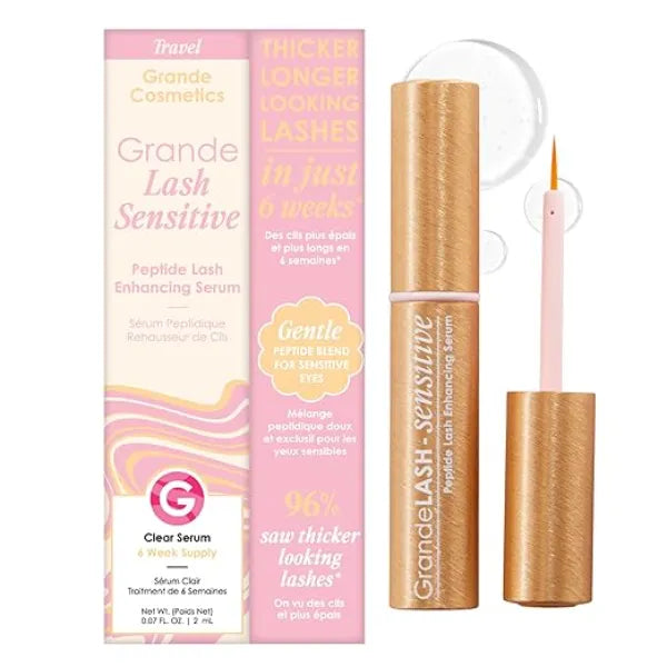 Grande Cosmetics GrandeLASH Sensitive Peptide Infused Lash Serum for Fuller, Longer Looking Natural Eyelashes, Enhancing Treatment with Nourishing Botanicals