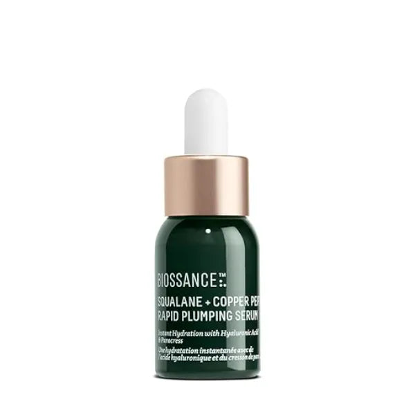Biossance Squalane + Copper Peptide Rapid Plumping Serum  Face Serum for All Skin Types  Visibly Plumping + Firming Skin, Fine Lines + Wrinkles, Vegan Copper Peptides, Hyaluronic Acid