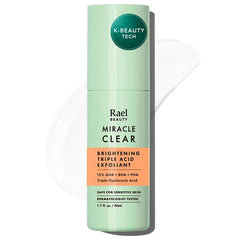 Rael Face Exfoliator, Miracle Clear – Exfoliating Serum with 15% AHA/BHA/PHA Complex and Hyaluronic Acid, Hydration, Korean Skin Care