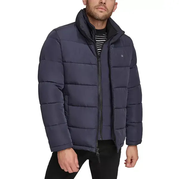 Men's Puffer Jacket With Set In Bib Detail