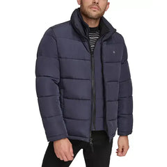 Men's Puffer Jacket With Set In Bib Detail