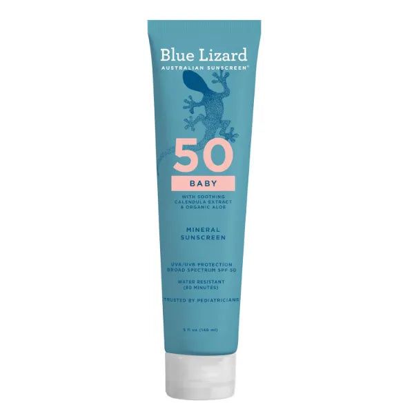 BLUE LIZARD Baby Mineral Sunscreen SPF 50+ – Zinc Oxide Broad Spectrum UVA/UVB Protection, Water-Resistant, Fragrance-Free with Smart Cap Technology