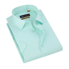 Suslo Couture Men's Slim Fit Performance Short Sleeves Solid Button Down Shirt