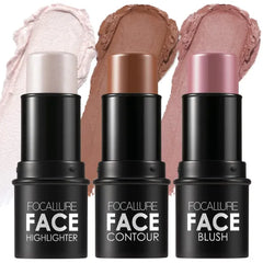 FOCALLURE 3 Pcs Cream Contour Sticks,Shades with Highlighter & Bronzer & Blush,Non-greasy Long-wear Face Contouring Pen,Easy to Sculpt the Face and Create a Lightweight Finishing Makeup