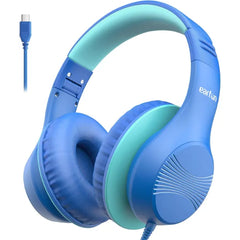 EarFun K3 Kids Headphones, USB Type C Over Ear Headphones for Kids, Volume Limit, HD Stereo Sound, Comfortable Fit, Foldable Wired Headphone