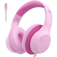 EarFun K3 Kids Headphones, USB Type C Over Ear Headphones for Kids, Volume Limit, HD Stereo Sound, Comfortable Fit, Foldable Wired Headphone