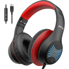 EarFun K3 Kids Headphones, USB Type C Over Ear Headphones for Kids, Volume Limit, HD Stereo Sound, Comfortable Fit, Foldable Wired Headphone