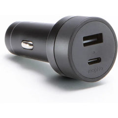 Mophie 30W Car Charger, Eco-Friendly Fast Charging for Devices, LED Indicator, Universal AUX Compatibility