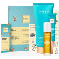 Onsen Secret Complete Nail Reboot & Care Kit – Cuticle Oil, Cuticle Serum, Nail File, 3-Way Buffer Block, Shine Kit & Hand Lotion | Professional Spa-Quality Manicure Set with Organic Ingredients