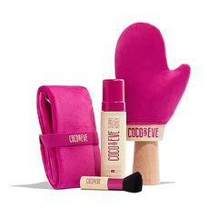 Coco & Eve Bali Bae Self Tan Set. All Natural Sunless Tanning Mousse. Instant Self Tanning Lotion with Bronzer, Mitt Applicator, Kabuki Brush and Back Applicator for Flawless Application