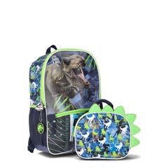 Universal Studio Jurassic Boy's 17" Backpack with Lunch Box, 2-Piece Set, Green