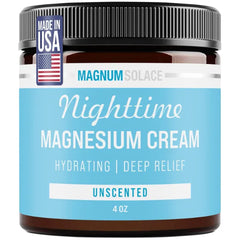 Magnum Solace Magnesium Lotion Nighttime Magnesium Cream Apply to Legs, Arms or Chest Topical Magnesium Chloride USA Made and Safe for Kids