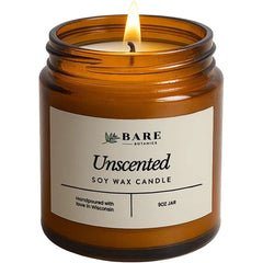 Bare Botanics 9 oz Natural Soy Candles – Lavender Fields, Peach Nectar, Warm Vanilla Oak, Yuzu Mandarin & Unscented – Non-Toxic, Plant-Based Fragrance, Hand-Poured in WI, 40-Hour Burn, Gift-Ready