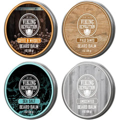 Viking Revolution 4 Beard Balm Variety Pack, Styles, Strengthens and Softens Beards and Mustaches, Wax for Men - 1oz Each (Pack of 4)
