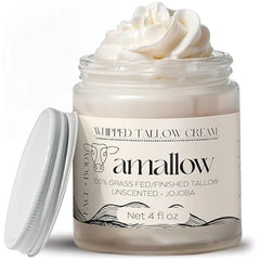Amallow 100% Grass Fed Beef Tallow for Skin Care Face + Body Whipped Moisturizer for Sensitive Skin Natural Lotion, 4 FL. oz