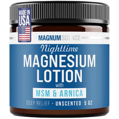 Magnum Solace Nighttime Magnesium Lotion with MSM & Arnica Highly Concentrated Magnesium for Muscles & Joints Apply to Legs or Feet Before Bed Skin Friendly