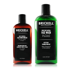 Brickell Men's Daily Essential Face Care Routine II, Purifying Charcoal Face Wash and Daily Essential Face Moisturizer, Natural and Organic, Men's Skin Care Gift Set