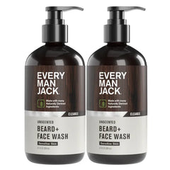 Every Man Jack Beard + Face Wash, Cleans and Helps Condition and Soften Your Beard and Skin Underneath - Naturally Derived with Aloe and Glycerin- 6.7 fl oz (Packof 2)