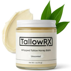 TALLOWRX 100% Grass-Fed Beef Tallow for Skin – Whipped Tallow Honey Balm, Pure & Organic Moisturizer for Face & Body with Manuka Honey, Jojoba & Calendula – Deep Hydration & Soothing (4 oz