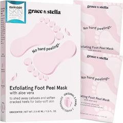 grace & stella Award Winning Foot Peel Mask Foot Peeling Mask with Aloe Vera Moisturizing Foot Mask for Dry Cracked Feet Foot Exfoliator for Baby Soft Feet
