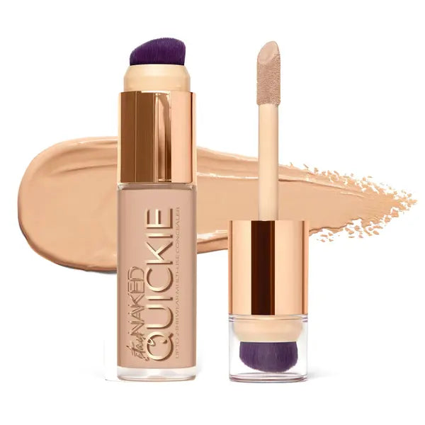 Urban Decay Quickie 24HR Full Coverage Waterproof Concealer (10NN - Very Fair Neutral), Natural Matte Finish, Hydrating Vitamin E, Dual-ended Buffing Brush & Multi-use Applicator - 0.5 fl oz C9