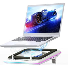 llano V12 Laptop Cooling Pad – High-Speed 5.5″ Turbo Fan, Adjustable Speed & Touch Control, LCD Screen, 3-Port USB Hub, Seal Foam | Gaming Laptop Cooler for 15–19″ Laptops (RGB & Non-RGB, Black & White