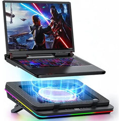 IETS GT600 RGB Laptop Cooling Pad – High-Speed Turbo Fan (5.5″), Sealed Foam Rapid Cooling System | Gaming Laptop Cooler for 14.1″–19.3″ Laptops with 3-Port USB Hub & Dust Filter