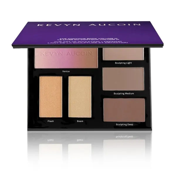 Kevyn Aucoin Sculpt and Define Contour Book: All-in-one Makeup Artist Palette Compact, Defines facial features, Eyes, cheekbone, nose & jawline, Highlighters to glow For All skin tones & shapes