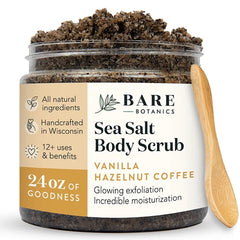 Bare Botanics All-Natural Body Scrub 24 oz – Sea Salt & Himalayan Salt Exfoliator with Skin-Loving Moisturizers