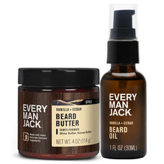 Every Man Jack Beard Oil & Beard Butter Bundle - Rejuvenates, Hydrates & Styles Dry Beards, Naturally Derived with Cocoa Butter and Shea Butter