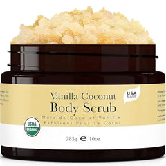 Beauty by Earth Organic Vanilla Coconut Body Scrub USA Made Sugar Scrub Natural Ingredients, Moisturizing Body & Foot Exfoliator for Dry and Sensitive Skin