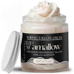 Amallow 100% Grass Fed Beef Tallow for Skin Care Face + Body Whipped Moisturizer for Sensitive Skin Natural Lotion, 4 FL. oz