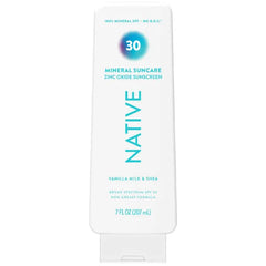 Native Sunscreen Lotion, SPF 30, 100% Mineral SPF for Face & Body Broad Spectrum UVA UVB for Men & Women, Suitable for Sensitive Skin & Hawaii Compliant, 7oz