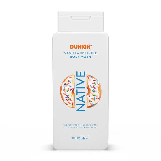 Native Body Wash, Dunkin, Contains Naturally Derived Ingredients | For Women & Men, Sulfate, Paraben, & Dye Free Leaving Skin Soft and Hydrated -18 oz