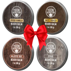 Viking Revolution 4 Beard Balm Variety Pack, Styles, Strengthens and Softens Beards and Mustaches, Wax for Men - 1oz Each (Pack of 4)