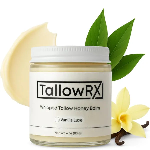 TALLOWRX 100% Grass-Fed Beef Tallow for Skin – Whipped Tallow Honey Balm, Pure & Organic Moisturizer for Face & Body with Manuka Honey, Jojoba & Calendula – Deep Hydration & Soothing (4 oz