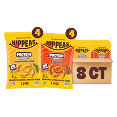 Hippeas Protein Puffs Cheddar Vibrations & Pizza Party, 8 x 1.5 Oz Bags, Baked Crunchy Pea Puffs with 11g Plant Protein & Avocado Oil, Non-GMO, Kosher, Dairy & Gluten Free, Vegan Snacks, Bold Cheesy Flavor & Savory Pizza Flavor