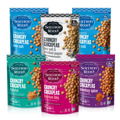 Saffron Road Roasted and Crunchy Chickpeas | High Protein Snacks, Gluten-free, Vegan High Fiber Snacks | Certified Halal and Kosher - 5.4oz  (Pack of 6)