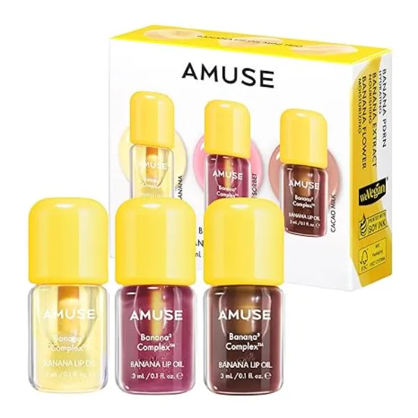 Amuse SEOUL Banana Lip Oil , Moisturizing Lip Oil Stain, Banana Scent, Hydrating Nourishing Crystal Clear Lip Stain, Lightweight Non Sticky Glossy Finish, Korean Beauty Makeup