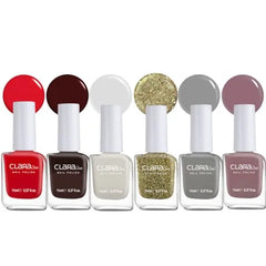 Claraline Nail Polish Set, 6 Trendy Colors, Non-toxic, Eco-Friendly, Quick Dry, All Seasons Skin Tones, Professional Manicure for Women and Girls
